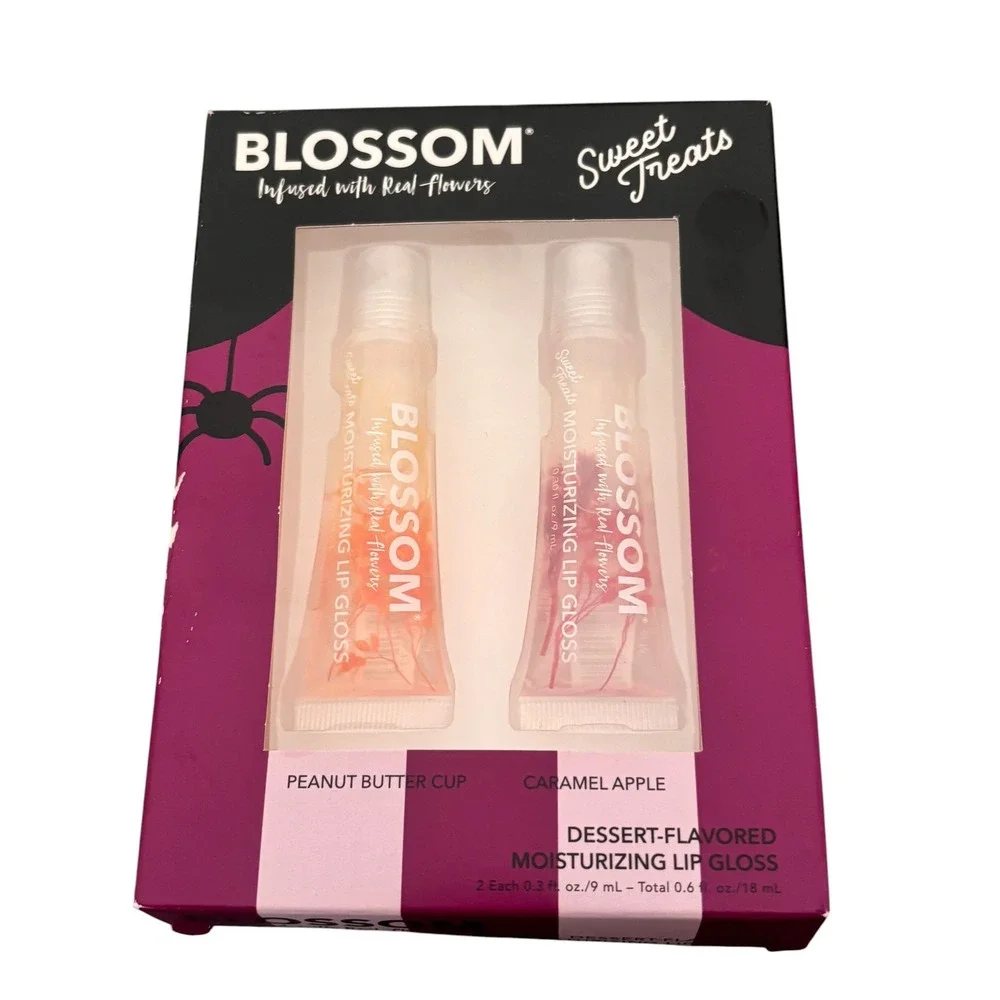 Blossom Sweet Treats Lip Gloss Set Peanut Butter Cup Caramel Apple 2 Pack NEW